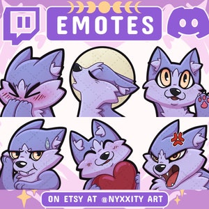 Blue Wolf Twitch and Discord Emotes | 6 Cool Emojis for Streamers | Cool Wolf Emotes for your Discord, Youtube and Twitch
