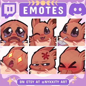 Eevee Twitch and Discord Emotes (Set #1) | 6 Cute Emojis for Streamers | Non Shiny Version