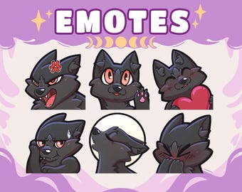 Black Wolf Emotes Set | Twitch, Discord, Youtube (Digital Download)