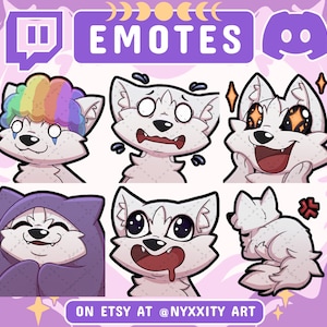 White Wolf Twitch and Discord Emotes Set #4 | 6 Cool Emojis for Streamers | Wolf Emotes for your Discord, Youtube and Twitch