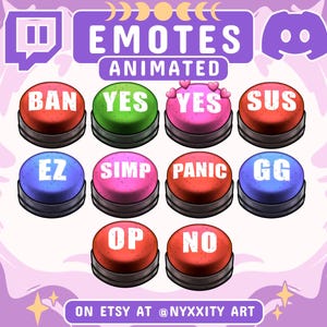 Animated & Static Buttons Bundle Emote Pack | Meme Emote for Chat and Stream | Animated Emotes for Twitch, Discord | Twitch Emotes Animated