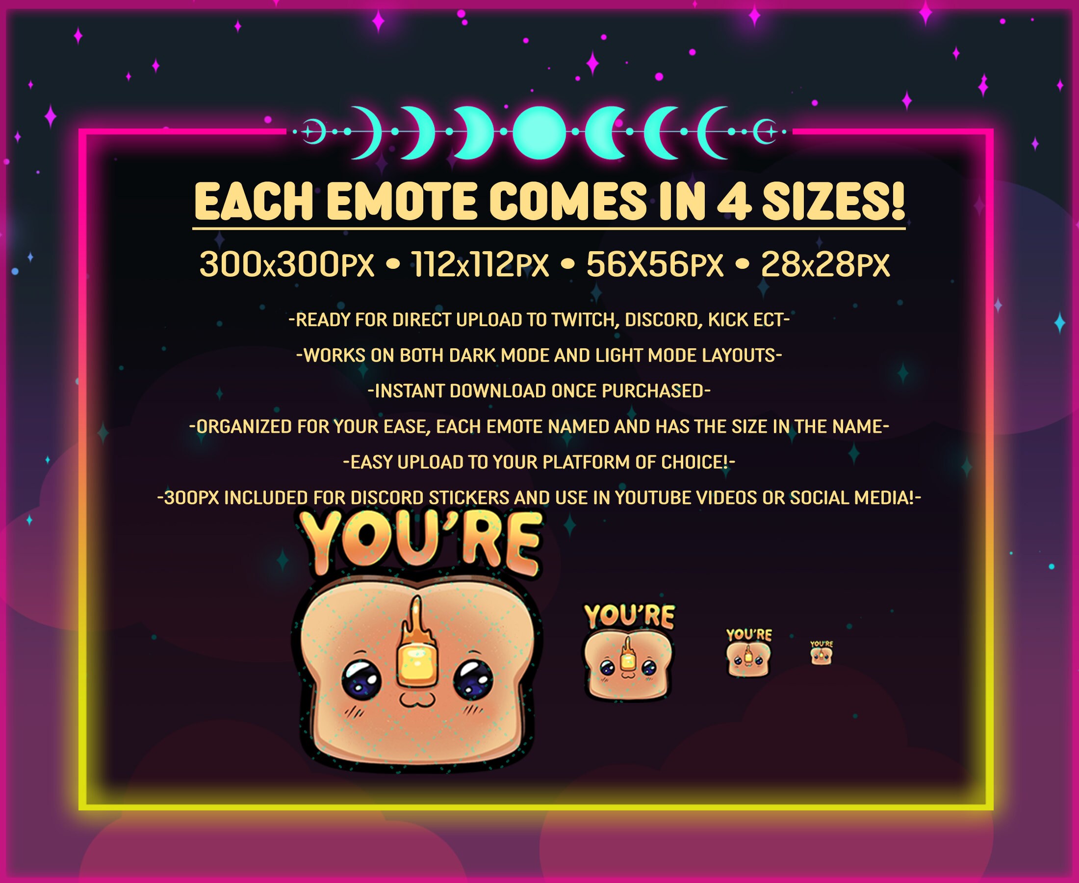 Youre Toast Emote Funny Emoji for Streamer Youtube and Etsy