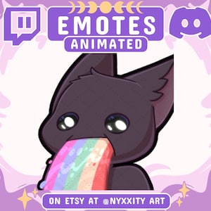 Animated Black Cat Rainbow Emote: Twitch, YouTube, Discord (Digital Download)