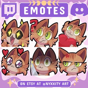 Orange Tabby Cat Twitch Emote Bundle Set #1| Cute Twitch Emote for Streamer Youtube Kick and Discord | Cat Emote Pack | Stream Community