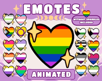 Animated Pride Heart Emotes | LGBTQ Twitch & Discord Emote Pack | Pride Flag Emote Pack | Pride Month Emoji | LGBTQIA+ Emote Bundle