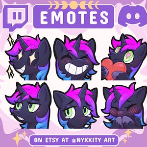 Neon Unicorn Twitch and Discord Emotes | 6 Cute Emojis for Streamers | Cute Pony Emotes for your Discord, Youtube and Twitch