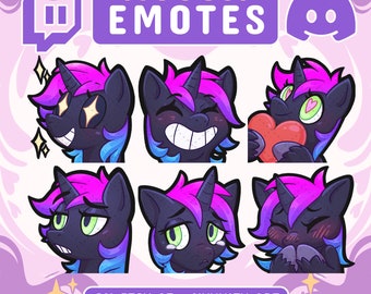 Neon Unicorn Twitch and Discord Emotes | 6 Cute Emojis for Streamers | Cute Pony Emotes for your Discord, Youtube and Twitch