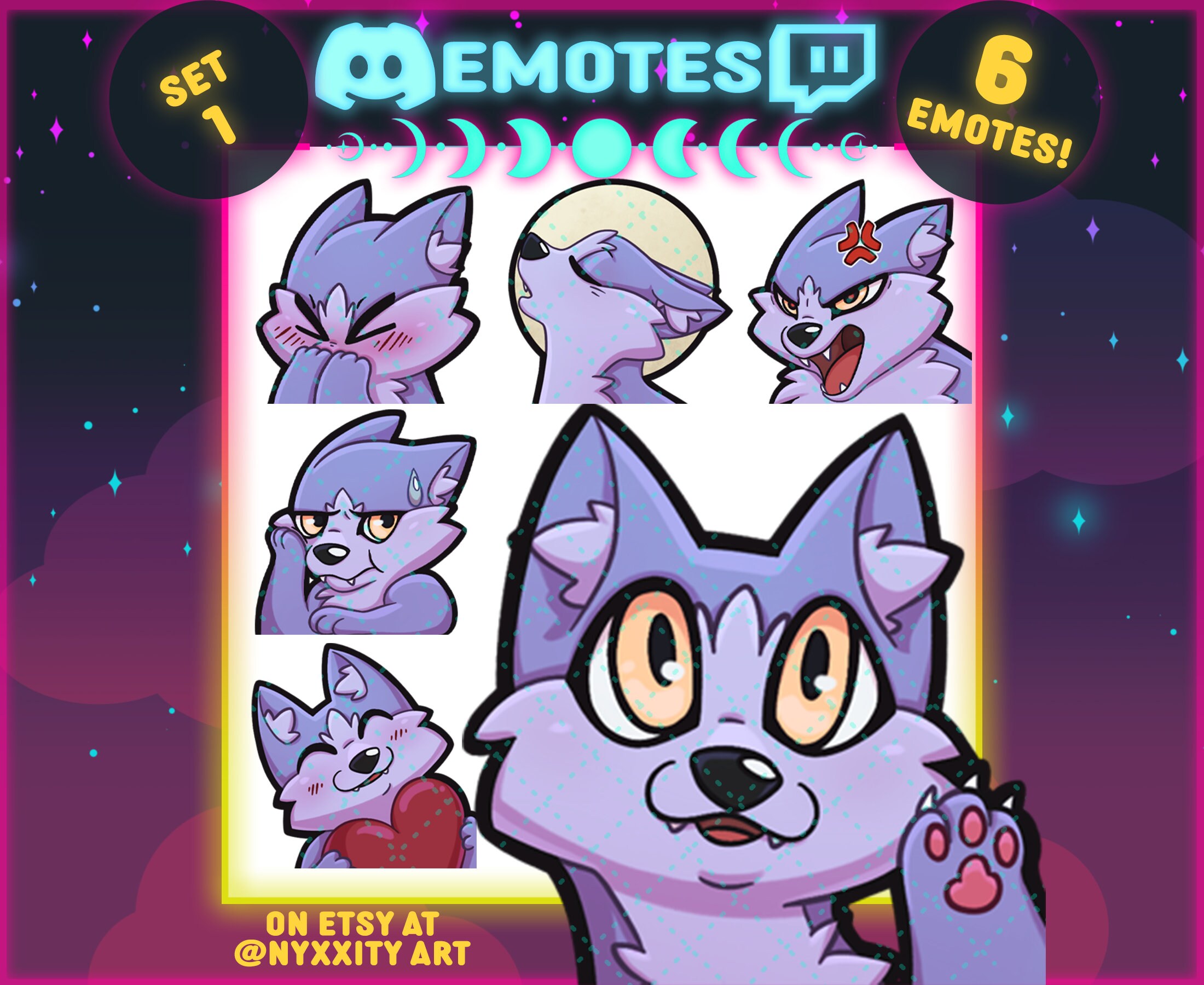 Blue Wolf Twitch and Discord Emotes 6 Cool Emojis for - Etsy