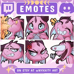 Dragon Twitch en Discord-emotes Set #1 Roze | 6 coole DnD-emoji&#39;s voor streamers | Dragon Emotes voor je Discord, Kick, Youtube en Twitch