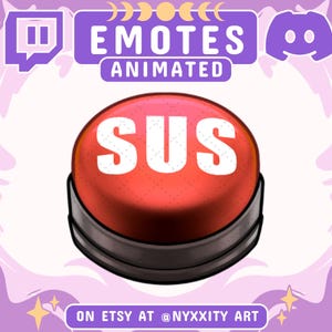Animated & Static SUS Button | Meme Emote for Chat and Stream | Animated Emotes for Twitch, Discord | Twitch Emotes Animated