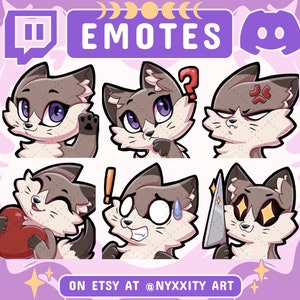 Grey Fox Twitch and Discord Emotes | 6 Cool Emojis for Streamers | Cool Gray Fox Emotes for your Discord, Youtube and Twitch
