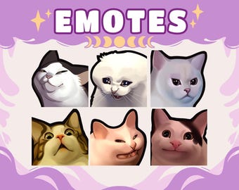 Meme Cat Twitch Emotes: Funny Discord Emoji Set (Digital Download)