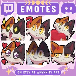 Cat Twitch Emote Bundle Set #1| Cute Kawaii Twitch Emote for Streamer Youtube and Discord | Cat Emote Pack | Calico Cats | Stream Community