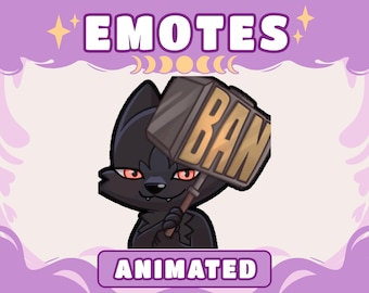 Wolf Twitch Emote | Animated Wolf Emote gif | Black Wolf Emotes | Werewolf | Discord Emoji | Funny Streamer Emotes | Ban Hammer Emote