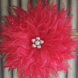 Christmas Flower Wreath, Red Poinsettia Wreath, Christmas Wreath, Winter Flower Wreath, Front Door, Christmas Décor, Poinsettia Wreath
