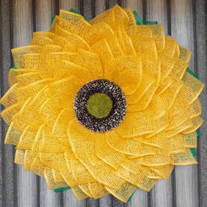 Yellow Sunflower Wreath, Spring Wreath, Summer Wreath, Front Door Wreath, Burlap Flower Wreath, Sunflower Decor, Farmhouse Wreath