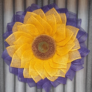 Sunflower Wreath, Spring Wreath, Summer Wreath, Sunflower Décor,  Burlap Flower Wreath, Front Door Wreath, Front Door Décor, Everyday Wreath