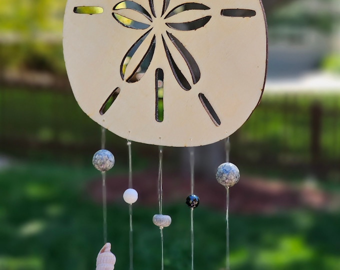 Sand Dollar Boho Beach Décor Seashell Art Beach Theme Gift Seashell Wind Chime Seashell Wall Hanging Seashell Windchime Porch Décor