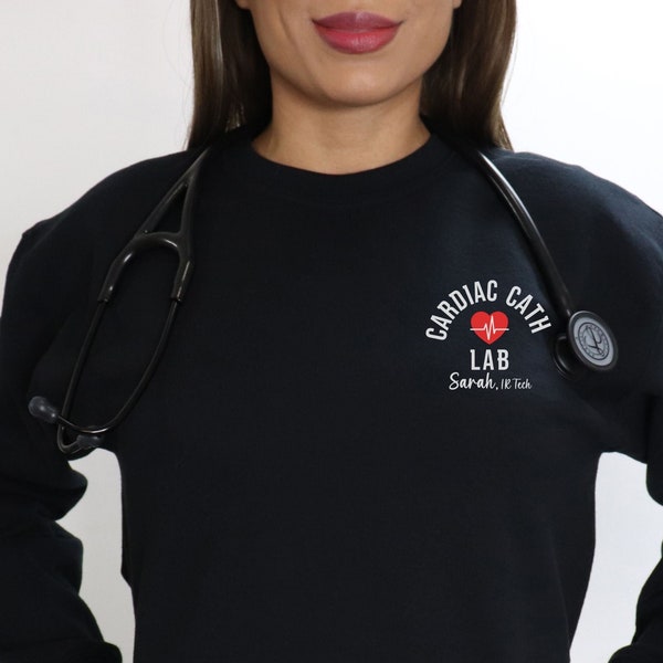 Personalized Cath Lab Nurse Sweatshirt, Cardiovascular Tech Gift