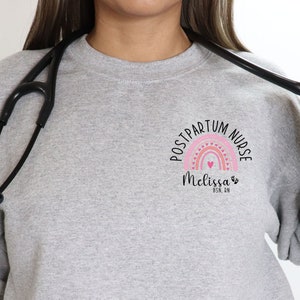 Personalized Mother Baby Nurse Sweatshirt, Postpartum Nurse Gifts, Mother Baby Nurse Gift, Labor and Delivery Nurse, NICU Nurses Sweatshirt
