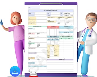 Telemetry Nurse Report Sheet, Color Coded RN Brain (Digital Download)