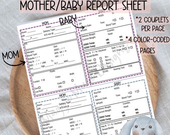 Mother Baby Nurse Report Sheet, 4 Couplets (Digital Download)