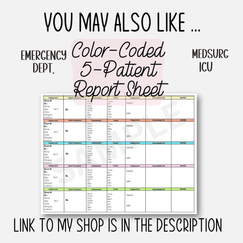 Telemetry Nurse Report Sheet, Color Coded RN Brain (digital Download ...