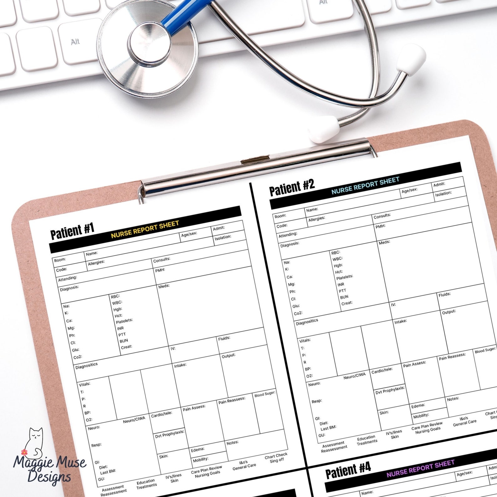Four Patient Worksheet.pdf 4 Patient Report Sheet, Nursing Report Sheet Multiple Patients Nurse ...
