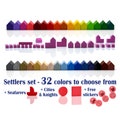 Wooden Set to Settlers + SEAFARERS + CITIES&KNIGHTS + Stickers [26 colors] Settle+Cities+Roads+Ships+Knights+Walls