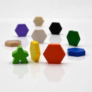 Platt hexagon 20 x 5 mm [25/32'] [18 färger] Träpoäng till brädspel