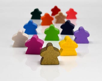 Meeple-Women Standard 16x16x10mm [21 colors] Wooden Token to Board Games