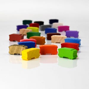 Train Car / Tram 20x10x8mm [24 colors] Wooden Token to Board Games