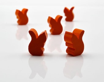 Squirrel (small thicker) 16x22mm [Orange] Wooden Token to Board Games