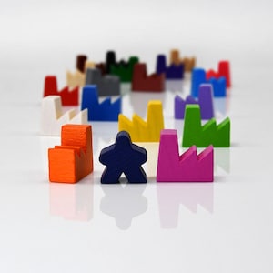 Factory / Plant / Works / Foundry 20x17mm [18 colors] Wooden Token to Board Games