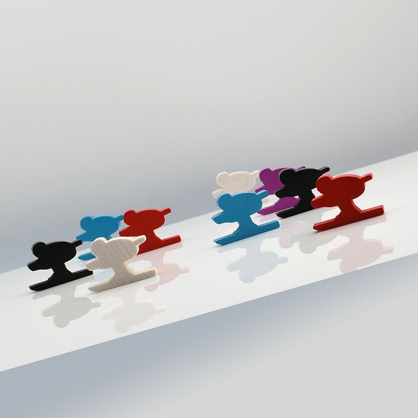 Skier 35x25x8 mm [5 colors] Wooden token to board games