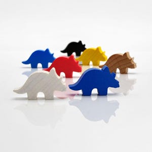 Dinosaur Triceratops 36x20mm [15 colors] Wooden Token to Board Games
