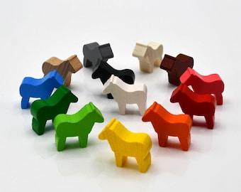 Caballo (más grueso) 29x26x10mm [17 colores] Ficha de madera para juegos de mesa