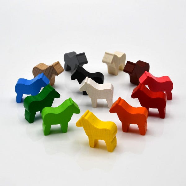 Horse (Thicker) 29x26x10mm [17 colors] Wooden Token for Board Games