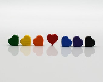 Coeur en bois [6 couleurs] 12 mm pour jeux de société (ou lettre d'amour)