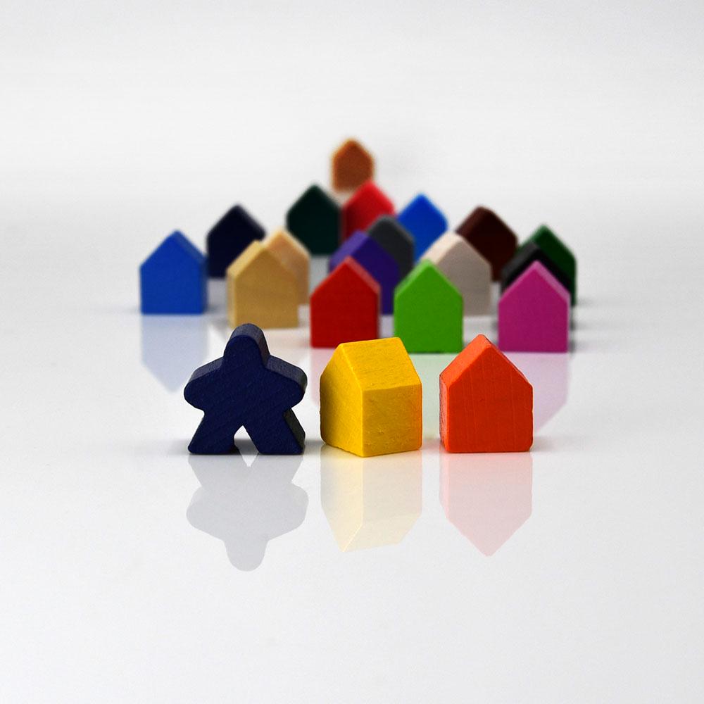 Shorter High House 15x12x10mm [19 colors] Wooden Token to Board Games