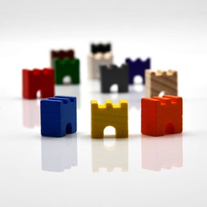 Turm Burg Turret Rook 16x16x10mm [17 farben] Holz Token zu Brettspielen