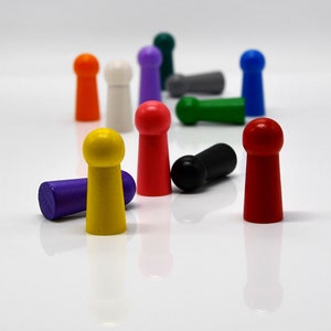 BIG PAWN/HALMA 38mm height 15mm width [14 colors] Wooden Token to Board Games