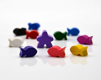 Kleines Fischplättchen 15x9mm [14 Farben] Holzplättchen für Brettspiele