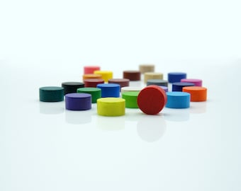Mini DISQUE 10 mm [28 couleurs au choix] Jeton en bois pour jeux de société/PnP