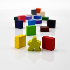 15x15x7mm SQUARE [19 colors] Wooden Token to Board Games