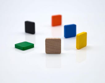 26x26x6mm SQUARE with Rounded Corners [9 colors] Wooden Blocks to Wargames