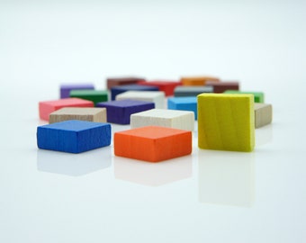 12x12x5mm SQUARE [26 colors] Wooden Token to Board Games