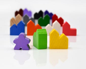 BIG CITY/ HOUSE/ Church 20x21mm (17 colors) Wooden Token to Board Games