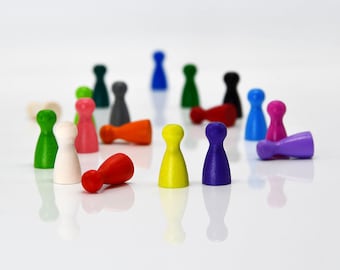 Standard PAWN/HALMA 12x25mm 63/64 inch [31 colors] Wooden Token to Board Games