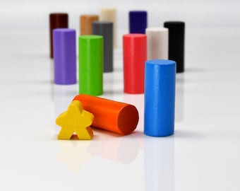 Very Large Cylinder 15x35mm [16 colors ] Wooden Token to Board Games
